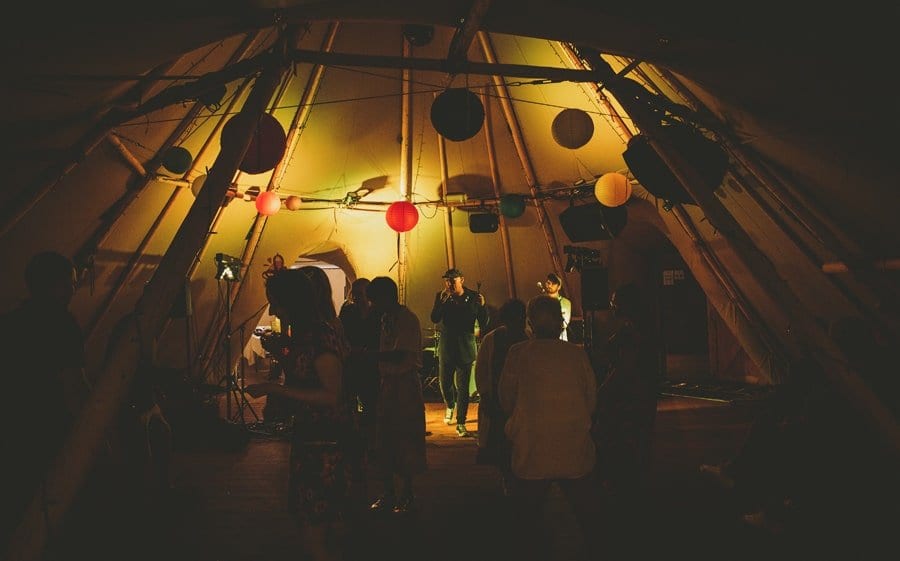 Guests dancing on the dancefloor in the tipi