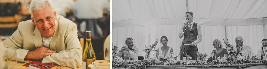The groom delivers his speech in the marquee