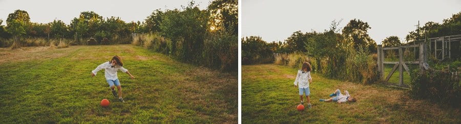 Children playing football in the gardens at Hanham Court