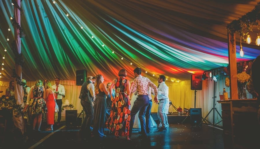 Wedding guests dancing on the dancefloor