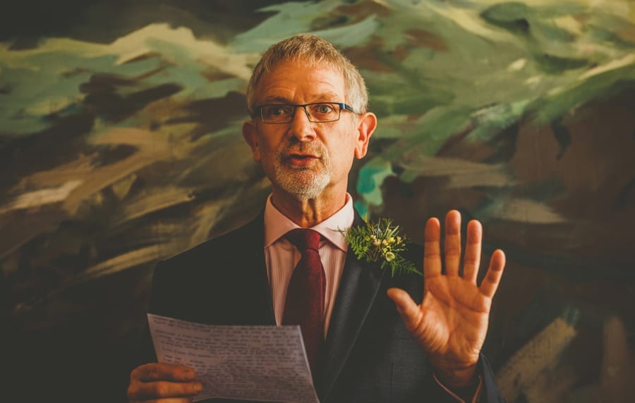 The brides father delivers his speech to the wedding party