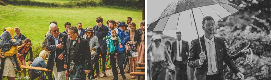 Little Quarme wedding photographer 0036 | somerset-wedding-photographer Wedding guests walking away from the outdoor ceremony