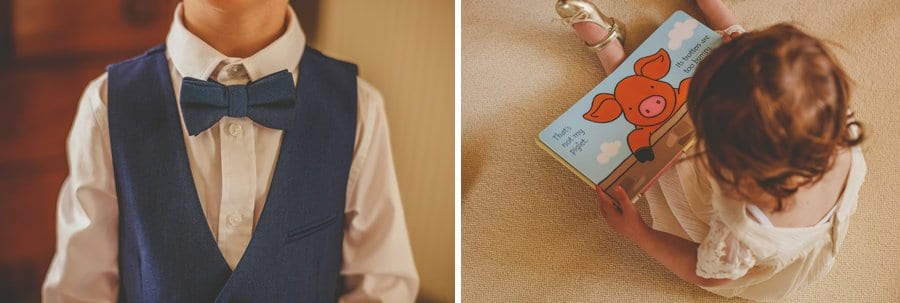 A young boys bowtie and waistcoat