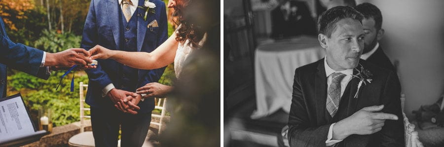 The bride takes a wedding ring from the box during the wedding ceremony