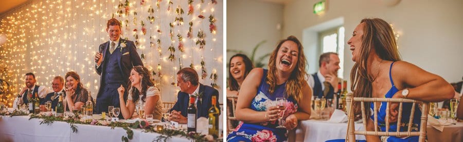 The groom delivers his wedding speech to the wedding guests
