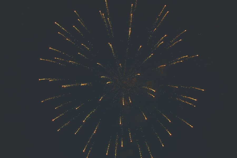 A firework explodes in the night sky above the Matara Centre