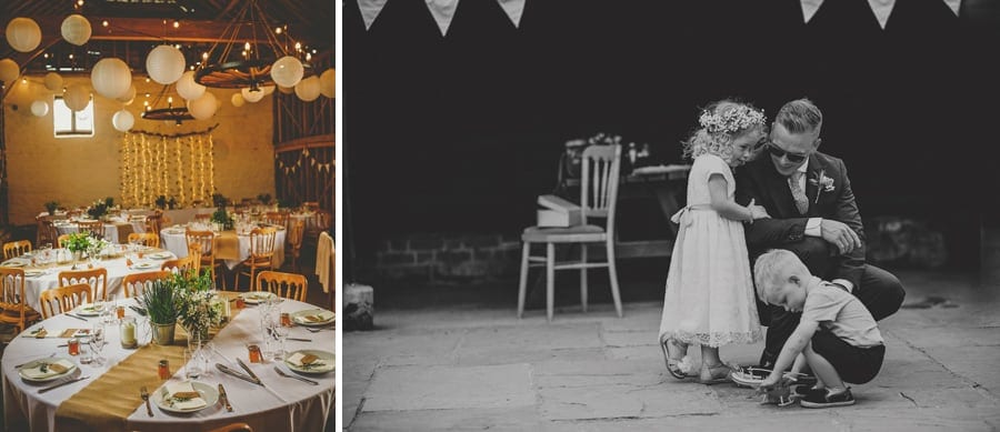 Children playing in the courtyard at Over Barn in Gloucestershire