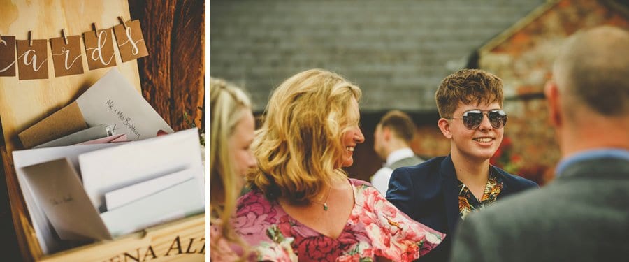 Cards are collected in a wooden box for the bride and groom