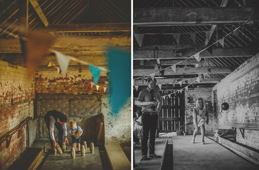 A child picks up skittles at Over Barn