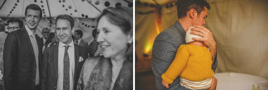 Wedding guests make their way into the courtyard after the wedding ceremony