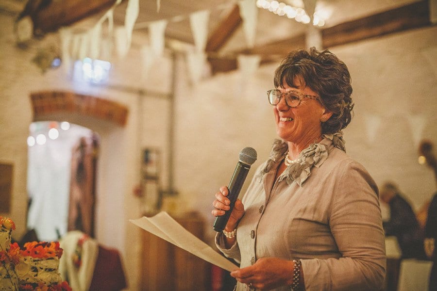 The brides mother delivers her speech to the wedding guests