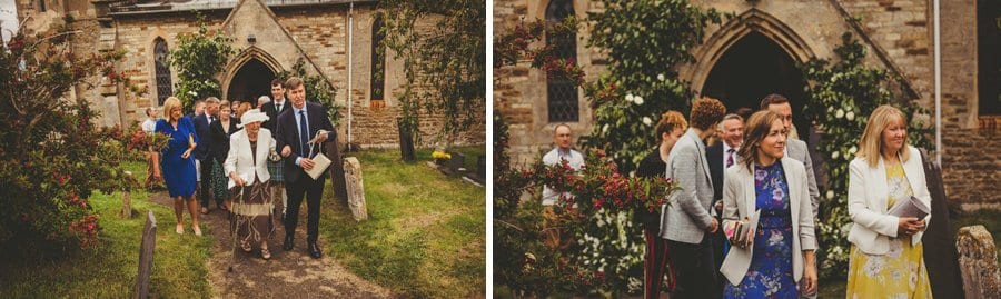 Wedding guests leave the Church
