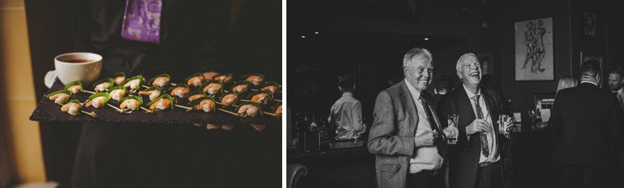 Canapes and wedding guests at Stubton Hall in Newark