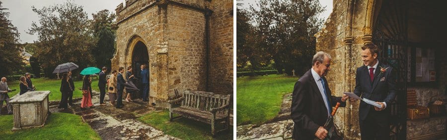 Wedding guests waiting to enter the Church