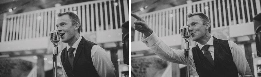 The best man sings a song to the bride and groom