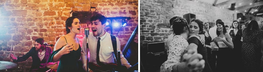 Wedding guests dancing