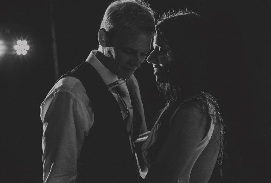 The bride and groom alone on the dancefloor together