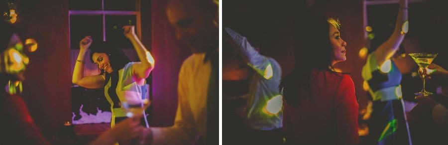 Wedding guests dancing at Cowley Manor Hotel in Cheltenham