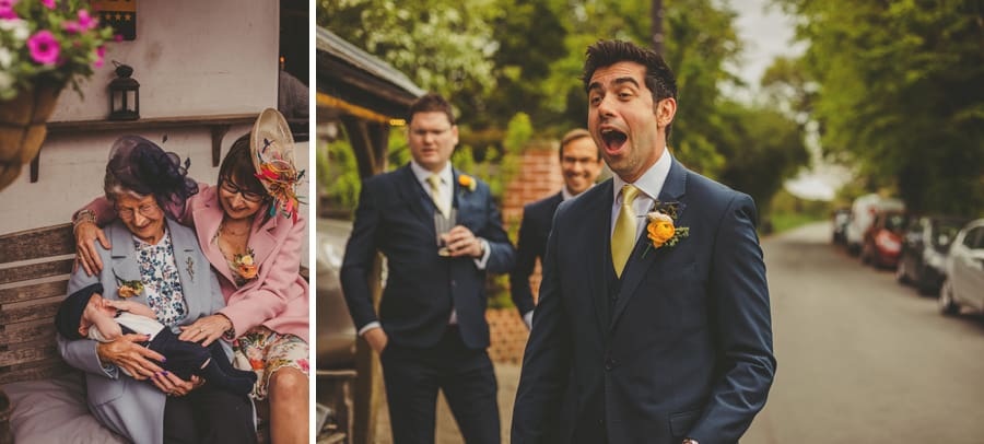 An usher looks in astonishment outside the public house