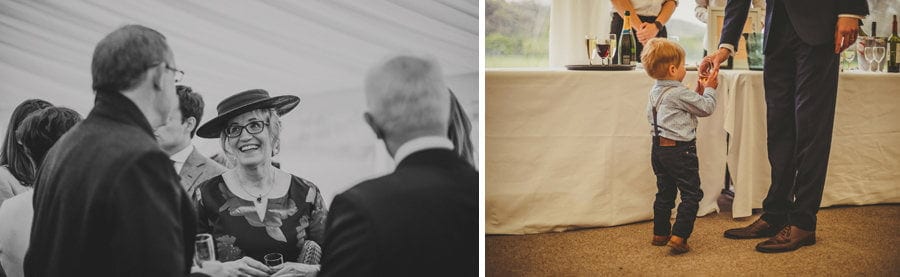A lady talks with friends in the marquee