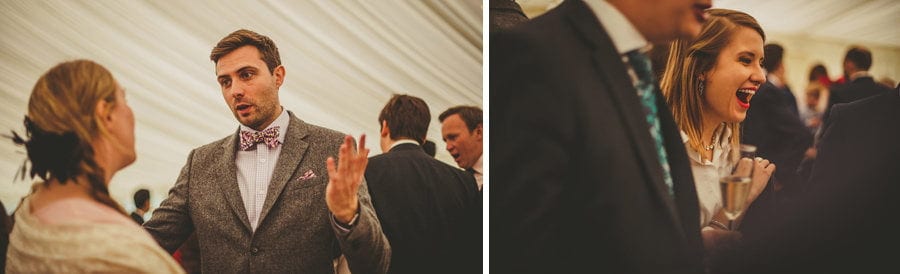 Wedding guests in the marquee