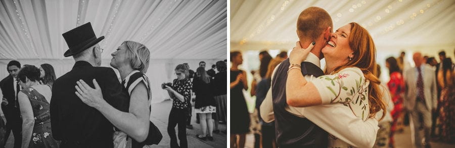 Wedding guests on the dancefloor in the marquee