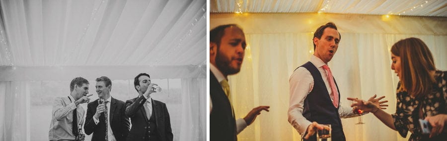 The groom dances with friends