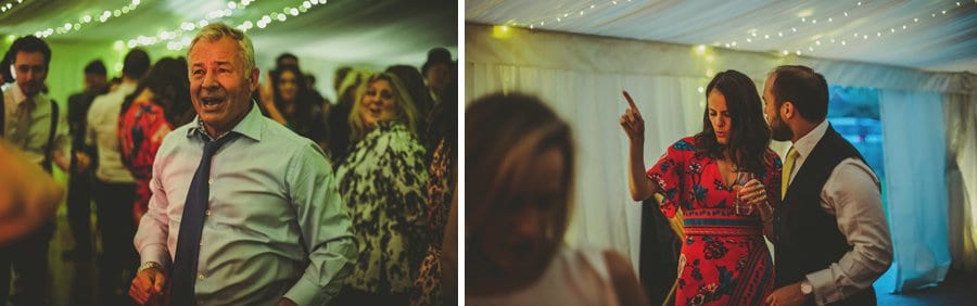 Wedding guests dancing in the marquee