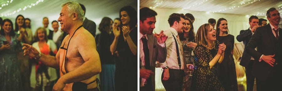 Wedding guests dancing