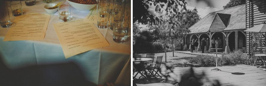 Wedding guest congregate around the gardens at Micklefield Hall