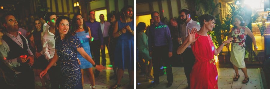 Wedding guests dancing