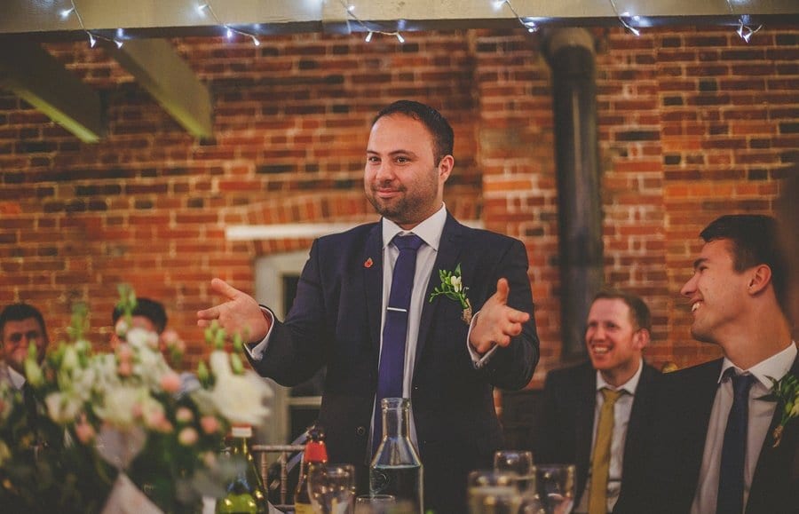 The best man delivers his wedding speech at Sopley Mill