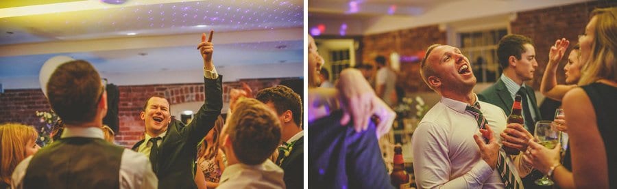 Wedding guests dancing at Sopley Mill