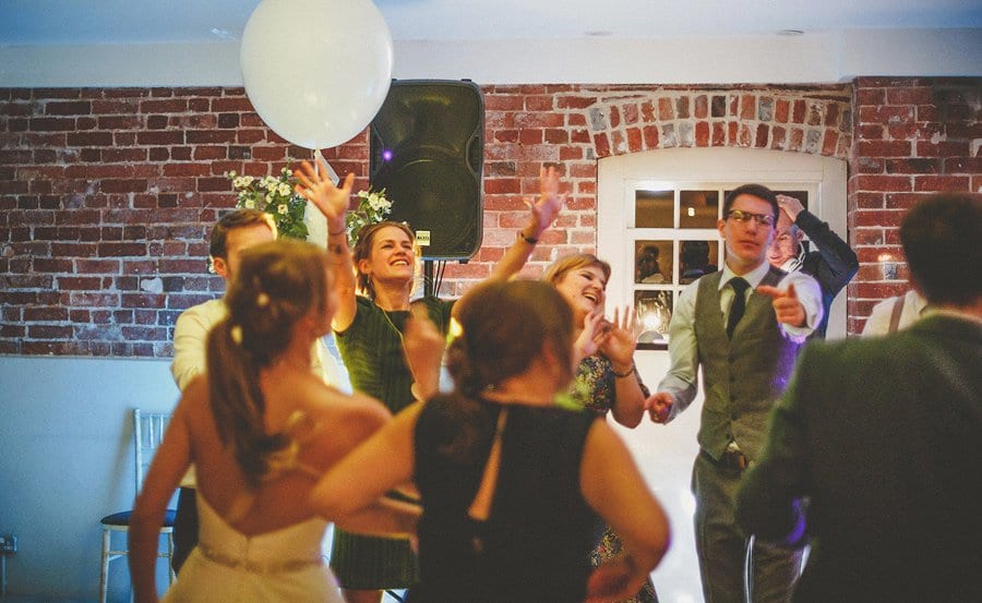 Wedding guests dancing