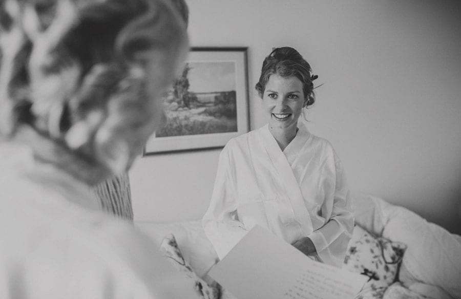 The bride smiles at her mother
