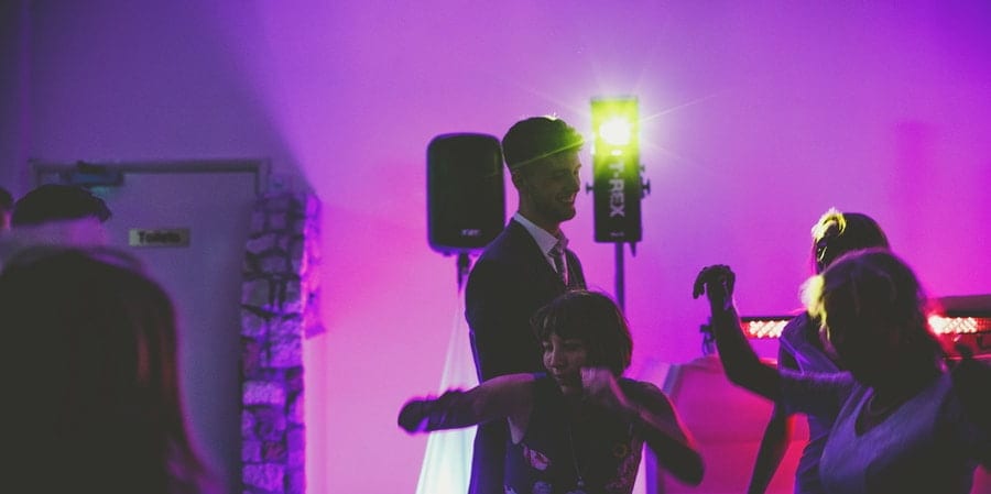 Wedding guests dancing