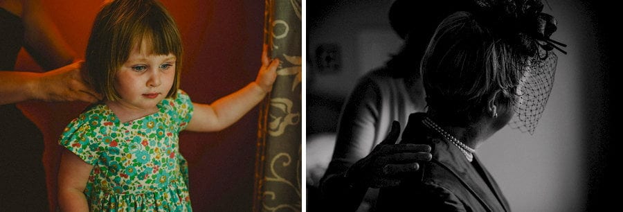 A flower girl getting ready