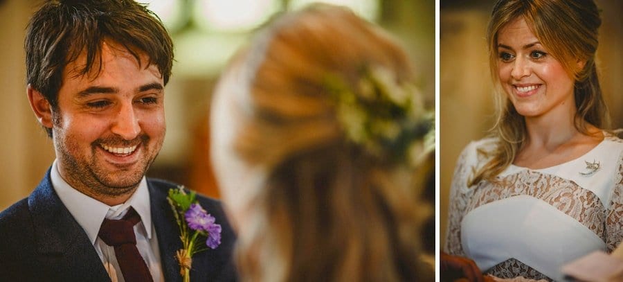 The couple exchange wedding rings