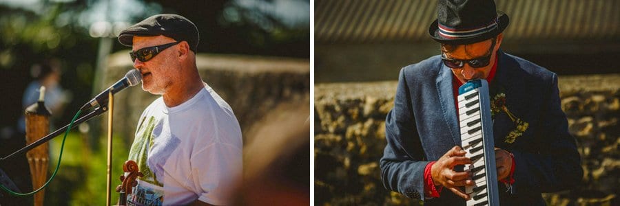 The wedding band playing instruments