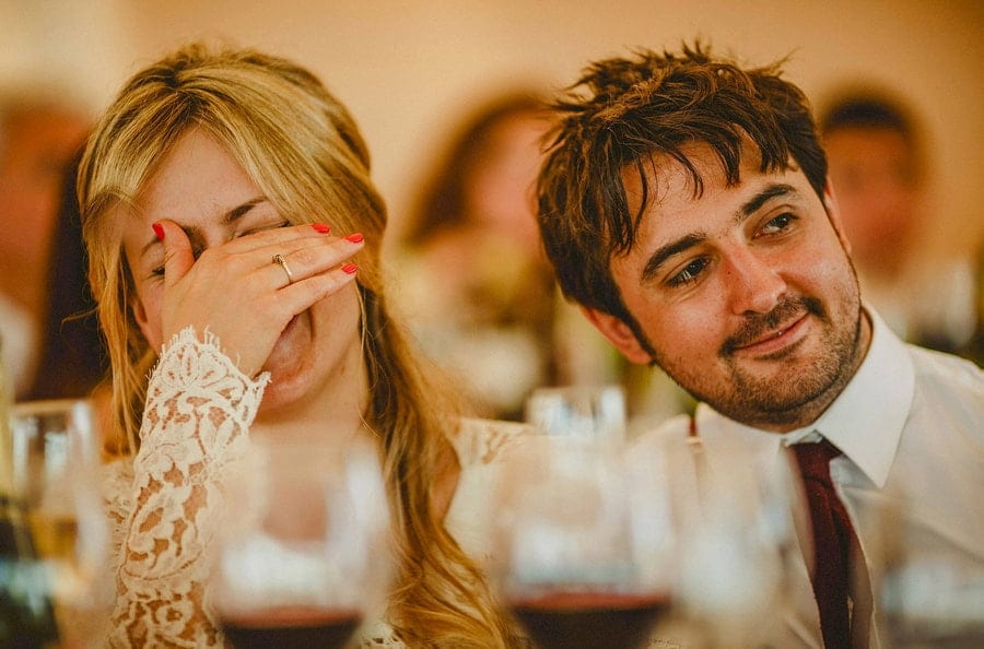 Bride and groom together in the marquee