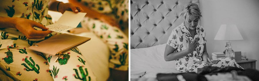 The bridesmaids read a letter from the bride