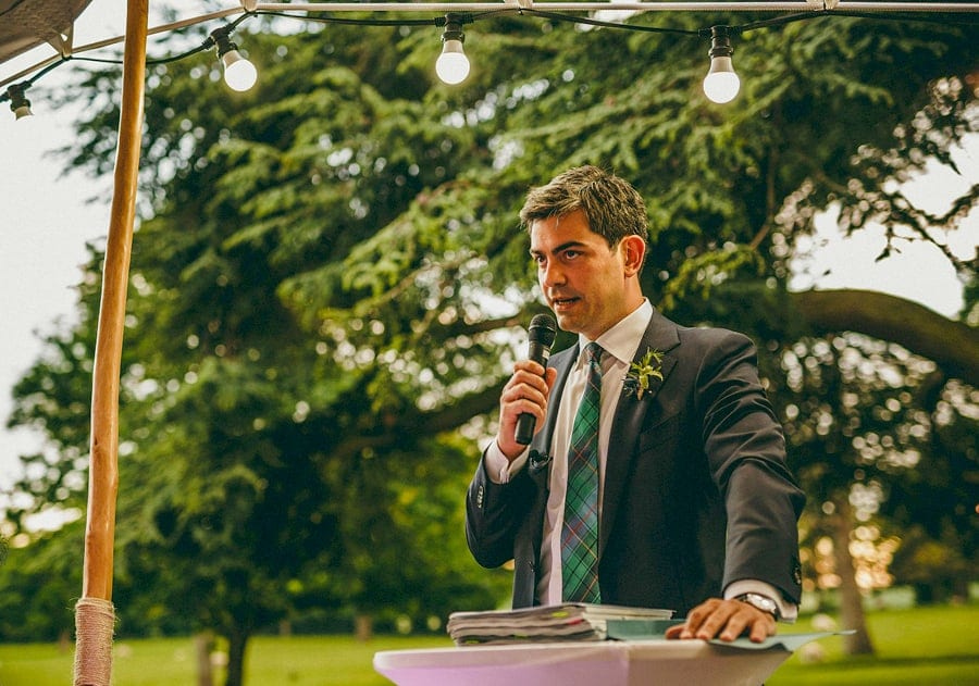 The best man delivers his speech