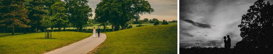 The bride and groom walk along the path at Wilderness Reserve