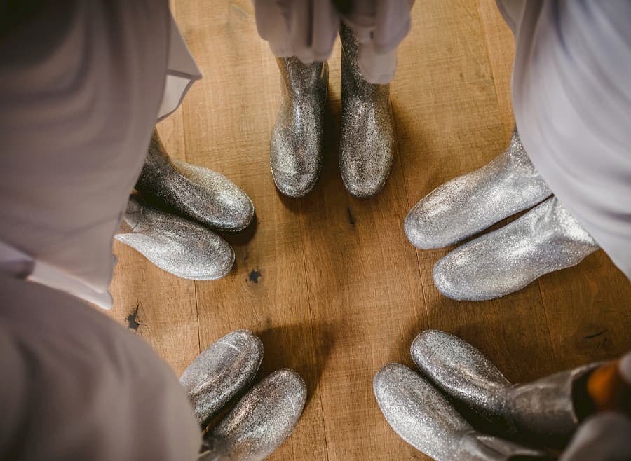 The ladies puts their silvers wellies together