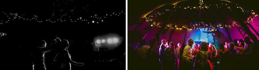 Dancing in the tipi at the Yurt Retreat in Somerset