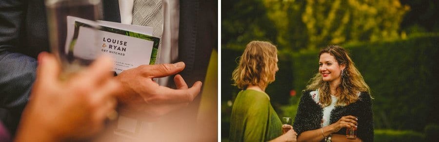 Wedding guests chat amongst themselves