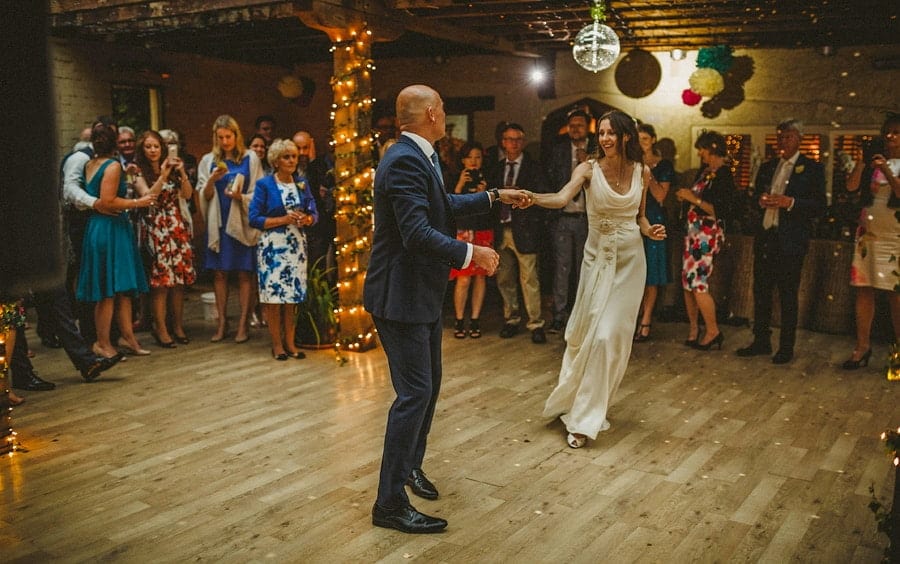 The bride and groom's first dance at Abbey House Gardens