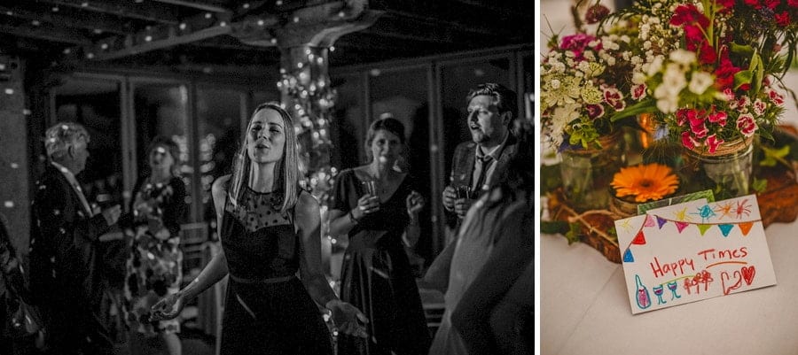 Wedding guests dancing on the dancefloor at Abbey House Gardens in Malmesbury
