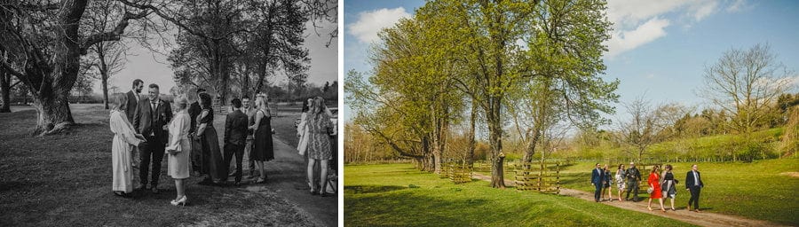 Wedding guests arriving at the Church