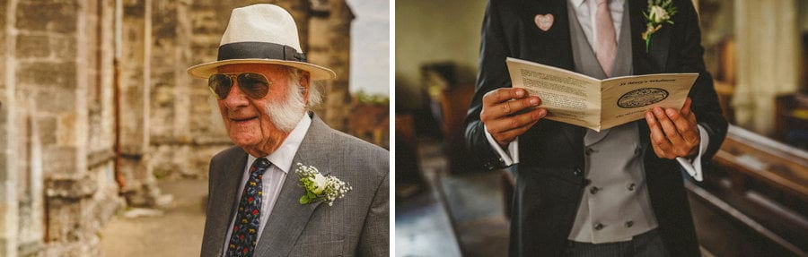 The grooms grandfather arrives at the church